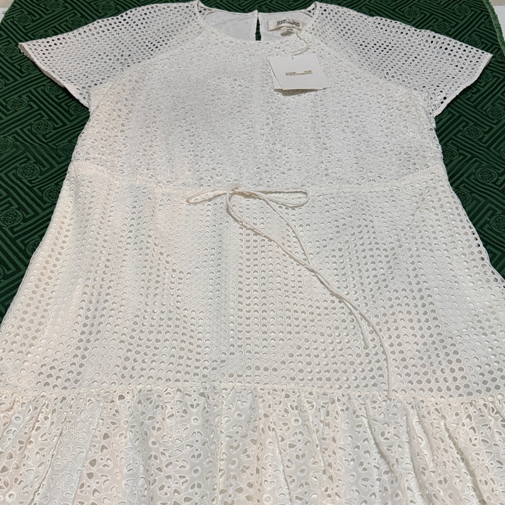 Diane Von Furstenberg Ivory Eyelet Midi Dress L NWT - Picture 14 of 14